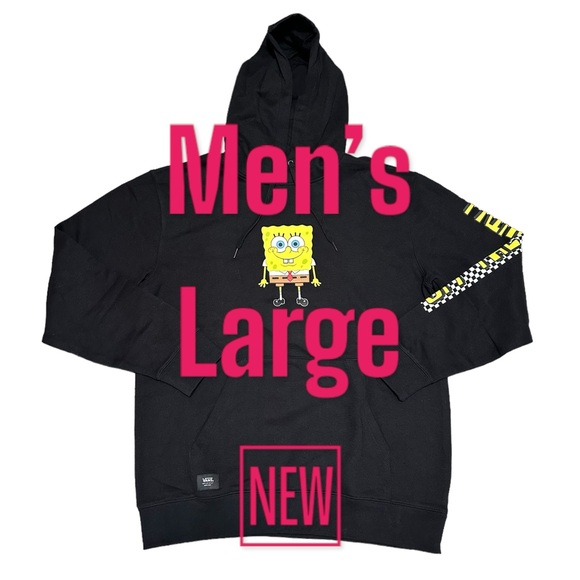 Adult Van’s SpongeBob Square Pants Large Black Fleece Pullover Hoodie Sweatshirt - Picture 2 of 10